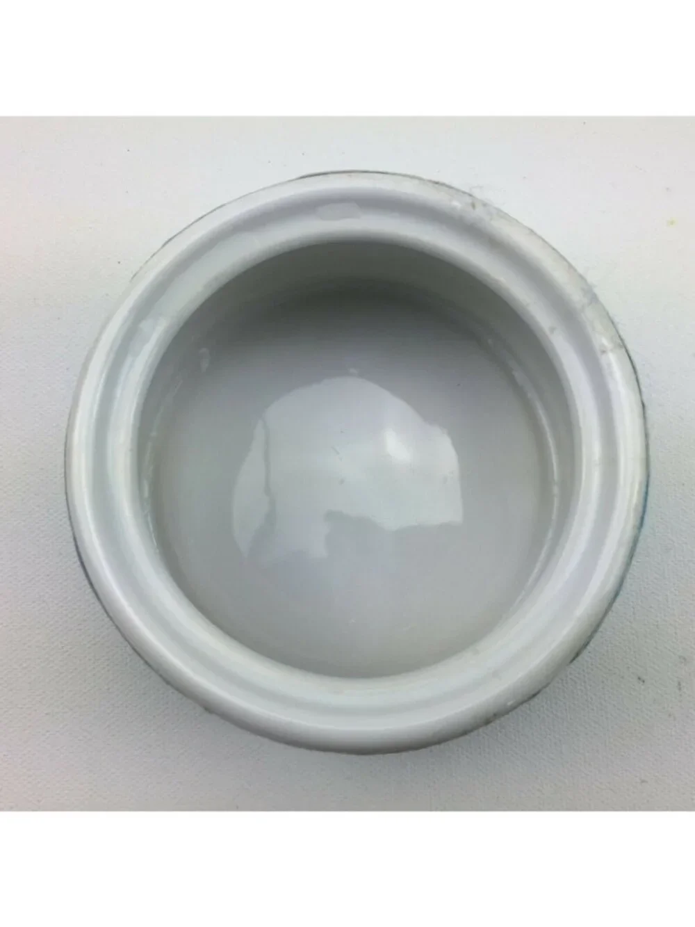 Homemade Ceramic Bathroom Cotton Jar Lid Blue White Gingham Check Plaid